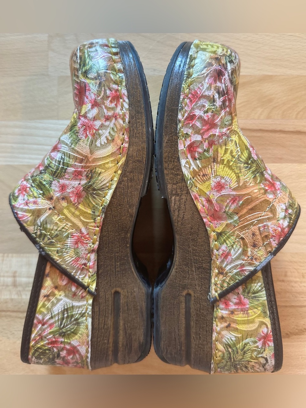 Dansko Multicolor Floral Embossed Slip-On Mules